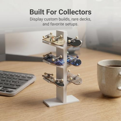Fingerboard Holder Display Stand for 6 Fingerboards, Desktop Fingerboard Display and Storage Rack, Mini Skateboard Organizer, Plastic Fingerboard Collection Showcase, Fingerboards Accessories