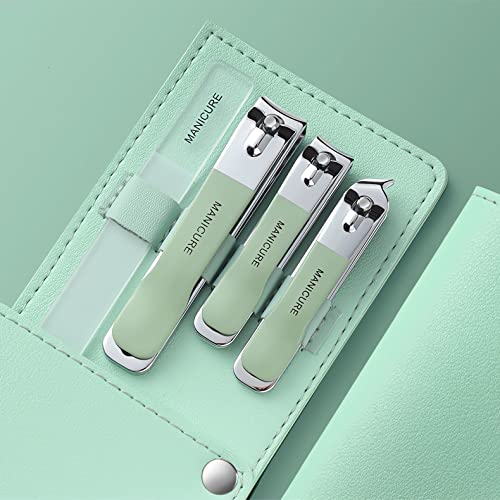 4 Pcs Manicure Set Stainless Steel Nail Clippers, Beauty Tool Portable Set Professional Grooming Kits, Travel Nail Kit for Men and Women (Green) - color: Green