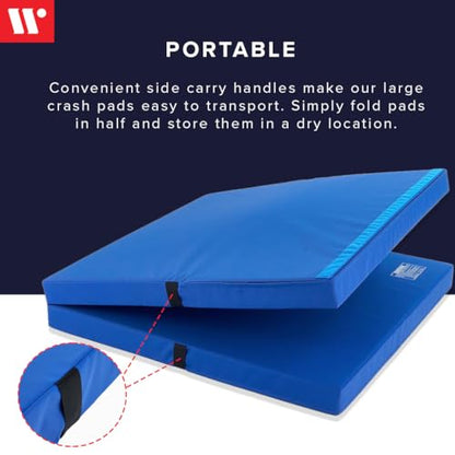 We Sell Mats Bifolding Gymnastics Crash Landing Mat Pad, Safety for Tumbling, Back Handspring Training and Cheerleading - color: Blue, size: 4 ft x 8 ft x 12 Inch