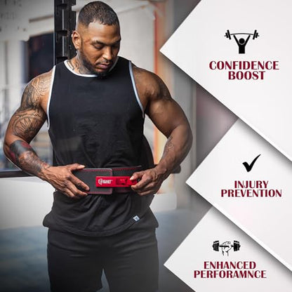Beast Power Gear Weight Lifting Belt Lever Buckle 10MM 13MM Thick & 4 Inches Free Strap Weightlifting, Powerlifting, Deadlifts, Squats Men Women - color: Black/Red, size: XX-Large