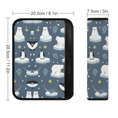 2 Pack Blue Mustard Cute Animals Narwhals Polar Bears Car Seat Straps Shoulder Pads Breathable Shoulder Protector for Elderly Support, Most Cars, Pressure Relief - color: Pattern 1063