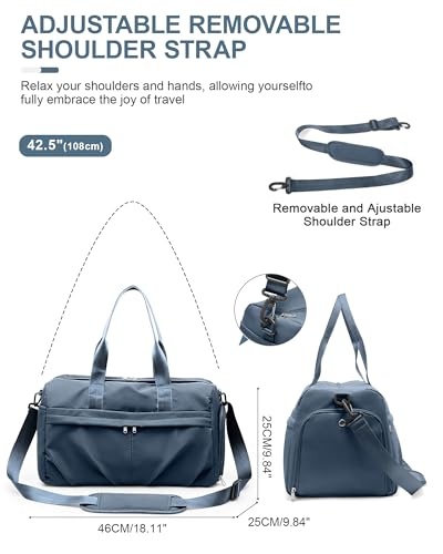 Gym Bag for Women Men with Shoe Compartment, Sport Duffel Bag, Waterproof Travel Weekender Overnight Carry on Bag for Yoga with Trolley Sleeve, Jewel Blue - color: A1-Jewel Blue