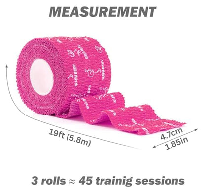 WARM BODY COLD MIND 1.85" Weightlifting Thumb Tape - Hook Grip Tape for Powerlifting, Cross Training, Gym Tape, Workout, Weight Lifting Tape, Athletic Finger Wrap (Pink 3 Rolls) - color: 3 Rolls Pink