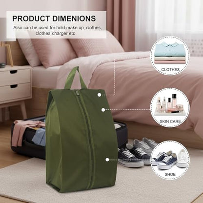 6pcs Portable Shoe Organizer, Travel Pouches with Zipper, Golf Shoe Bags, Clothes Bags, Soccer Cleats Bag, Shoe Pouch for Gym, Waterproof, Odor-Resistant (Dark Green) | Golf Shoe Bags, Clothes Bags, Soccer Cleats Bag, Shoe Pouch for Gym, Waterproof, Odor-