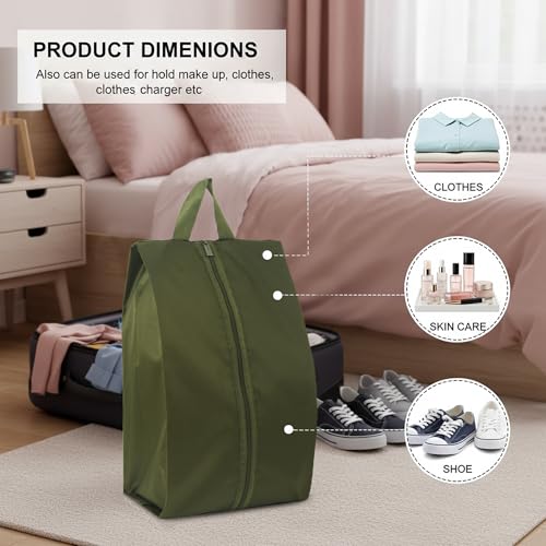 6pcs Portable Shoe Organizer, Travel Pouches with Zipper, Golf Shoe Bags, Clothes Bags, Soccer Cleats Bag, Shoe Pouch for Gym, Waterproof, Odor-Resistant (Dark Green) | Golf Shoe Bags, Clothes Bags, Soccer Cleats Bag, Shoe Pouch for Gym, Waterproof, Odor-