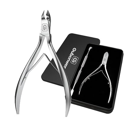 Cuticle Trimmer 3/4 Jaw Extremely Sharp Cuticle Nippers Scissors Stainless Steel Clippers Cutter Remover Pedicure Manicure Nail Tool, cuticle pusher, nail cuticle trimmer professional cuticle cutter - color: Cuticle Nippers+cuticle Pushers/Black-s