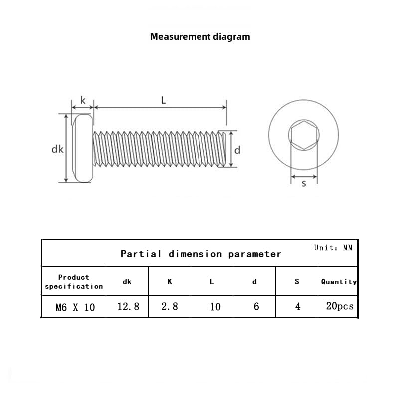 Metuja M6-1.0 x 10mm,20-Pack Black Flat Head Hex Socket Cap Screw Bolts,304 Stainless Steel,Fully Threaded M6 Bolts,Metric Fasteners for Furniture - size: M6-1.0x10mm