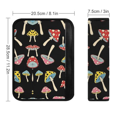 2 Pack Universal Fit Seat Belt Shoulder Pad for Kids, Car Seats Pushchair Strollers High Chair Pushchair, Colorful Mushrooms Shoulder Protector, Anti-Slip Pad - color: Pattern 964