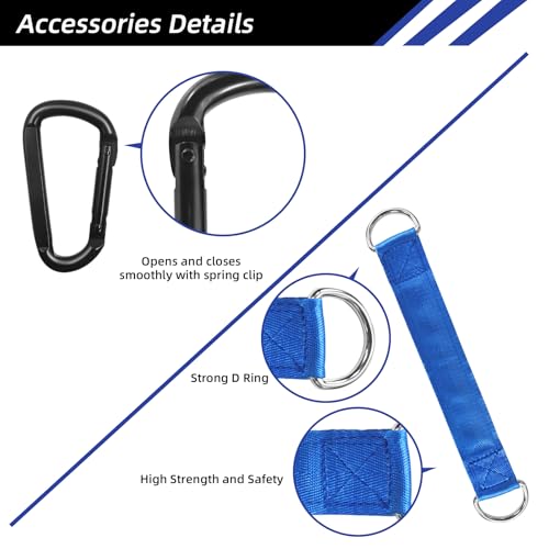 LFJ Aluminum Alloy Cable Pulley with Swing Strap Carabiner, 90mm Pulley Wheel for LAT System DIY Pull Down Attachment,Ladder Lift,Home Gym Equipment (Aluminum Alloy, Blue)