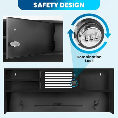 Police Gear Rack with Password Lock Safe & Dual-Hook for Gun Storage | Wall Mounted Tactical Duty Gear Rack Decor with Flag, Heavy-Duty Police Vest Hanger for Vest, Belt & Valuables