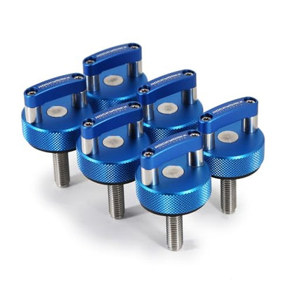 ROCKWORKX Blue Billet Aluminum JKU Hard Top Quick Removal Fastener Thumb Screw, Integrated D Ring - color: Blue