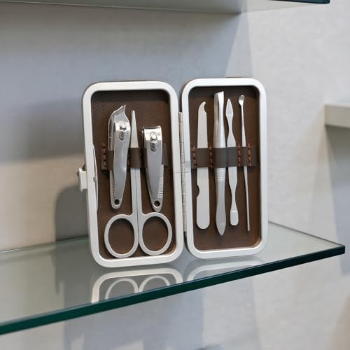 7-Piece Nail Grooming Kit with Travel Case, Complete Manicure and Pedicure Set for Home and Travel