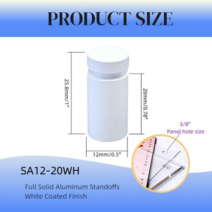 Pack of 4, Aluminum Standoff Screws, Wall Sign Standoff Mounting Hardware Advertising Glass Standoff Nail for Hanging Acrylic Picture Frame (White, 1/2" x 3/4") - color: White, size: 1/2" x 3/4"