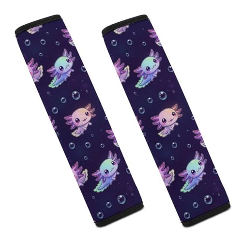 Universal Soft and Comfortable Axolotl Purple Seat Belt Shoulder Pad for Kids, Most Cars, 1 Pair Seat Belt Covers Cushion Anti-Slip Pad - color: Pattern 541
