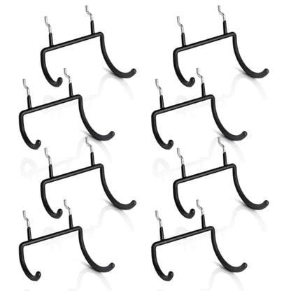 Utility Heavy Duty Pegboard Hooks, 8Pack Peg Board Power Tool Drill Holders | Fit 1/8" 1/4" Peg Holes, Double Arm Peg Board Bracket, Rubber Coated, Large Tool Organizer for Garage Workshop Shed Craftroom - style: 8 Pack