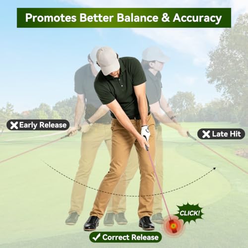 Golf Swing Trainer - Grip & Tempo Trainer with Click Stick | Click Feedback, Warm Up Training Aid, Speed Trainer, Rhythm & Wrist Angle Correction, Portable, For Beginners to Pros