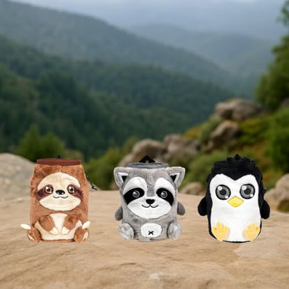 Chalk Bag for Rock Climbing - Cute Chalk Bag for Bouldering, Gym, Indoor & Outdoor Climbing with Adjustable Belt, Brush Holder & Carabiner - style: Penguin