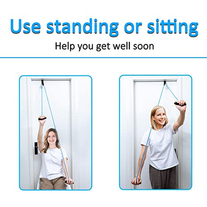 Shoulder Pulley Over The Door Physical Therapy System | Over-the-door exercise pulley designed for shoulder physical therapy exercises. - color: Blue