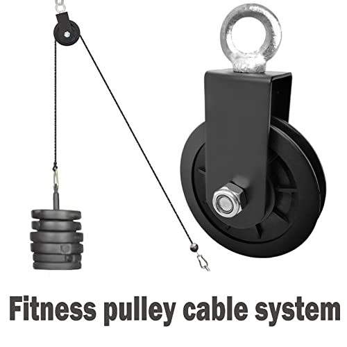 BESTEEL 4Pcs 90mm Nylon Gym Pulleys Cable Pulley Wheel with Strap&Carabiner | 3.5 In 360 Degree Rotation Silent Bearing Detachable Traction Wheel For Gym Weight Lifting Replacement System,DIY,Home