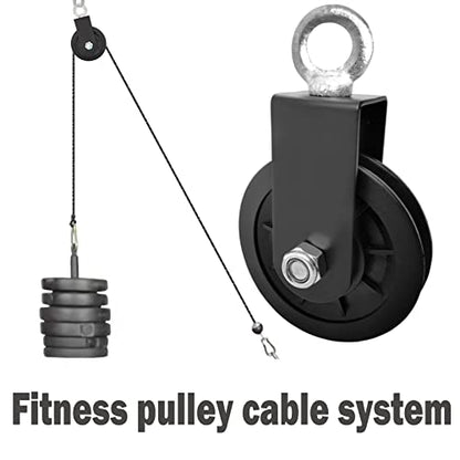 BESTEEL 4Pcs 90mm Nylon Gym Pulleys Cable Pulley Wheel with Strap&Carabiner | 3.5 In 360 Degree Rotation Silent Bearing Detachable Traction Wheel For Gym Weight Lifting Replacement System,DIY,Home