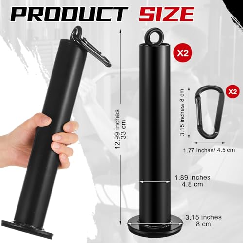 Lasnten 2 Set Weight Loading Pin Fit 2 Inch Standard Weight Plate Heavy Duty Loading Pin with Carabiner for Cable Pulley LAT Pulldown System Home Gym Strength Training Equipment(Diameter 1.9 Inch) - size: 1.9'' D X 12.6'' H