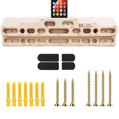 TWO STONES Rock Climbing Fingerboard Door Mounted Training Station as Rock Climbing Hangboard Climbing Pull Up Bar, Rock Climbing Board for Hanging Practice and Finger Strength Training
