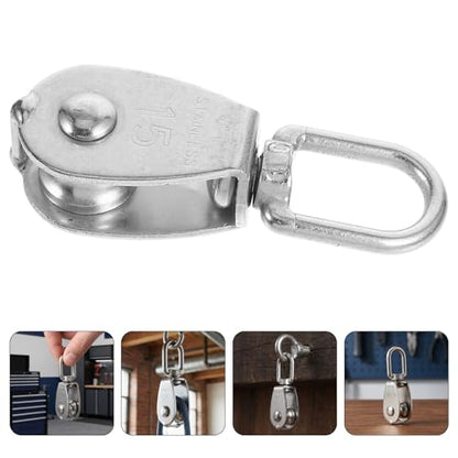 6pcs Stainless Steel Single Bearing Pulley Block for Lifting and Gym Attachments, Heavy Duty Reliability with Silent Roller Design, Minimizing Manual Effort for Outdoor and Indoor