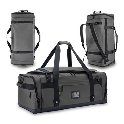 Large Duffle Bag for Travel - Men & Women, Foldable Gym Duffle Backpack, Heavy Duty Tactical Military Canvas Duffel Bags, Extra Big Carry On with Shoe Pockets, Waterproof (80L/103L) - color: Grey, size: M(80L)