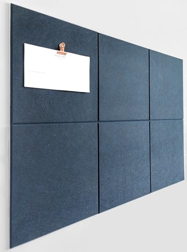 Cork Board 24 x36 Alternative - 6 Pack Felt Wall Tiles with Safe Removable Adhesive Tabs, Cork Boards for Walls Cork Board for Home Office Pin Board Tack Board - Prussian Blue - color: Prussian Blue, size: 6 Panels