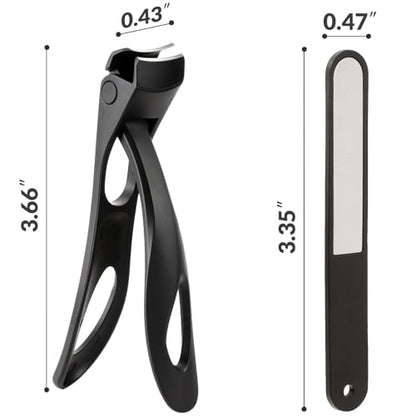 Large Nail Clippers Set with Nail File-2 Pcs, Toenail Clippers for Thick Nails, Stainless Steel Long Handled Fingernail Cutter, Heavy Duty Toenail Clipper Gift for Seniors, Men & Women (Black) - size: 2Pcs Nail Clippers Set-black