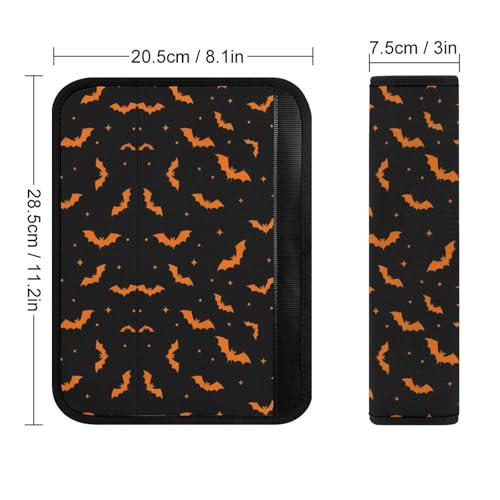 2 Pack Halloween Bat Goth Seat Belt Cover Universal Fit Shoulder Protector for Adults and Children, Most Cars, Comfortable Driving - color: Pattern 1230