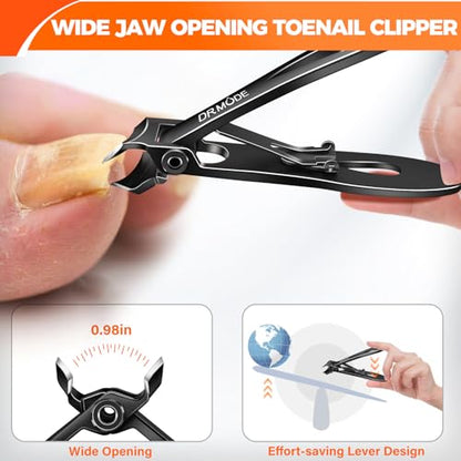Toenail Clippers for Seniors Thick Toenails, Slanted Large Nail Clippers for Men Thick Ingrown Nails with Wide Opening, Heavy Duty Angled Head Nail Clipper Cutter with Catcher -Black - style: Slanted Wide Opening & Angled Head