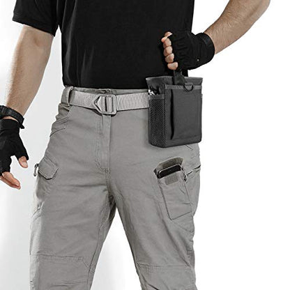 FRTKK Tactical Molle Drawstring Magazine Dump Pouch Outdoor Ammo Pouch, Adjustable Military Utility Belt Fanny Hip Holster Bag - color: 2 Pack-Black