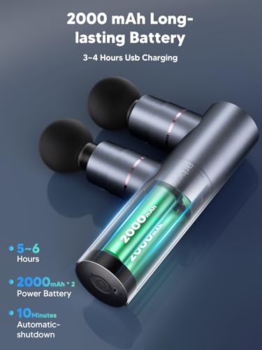 arboleaf Mini Massage Gun Deep Tissue, Portable Percussion Muscle Massager | Dual Head Massage Design Targets Two Muscle Areas at Once for Efficient Deep Tissue Relief and Full-Body Recovery - color: Darkgray