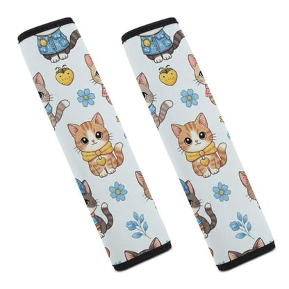 2 Pack Kitten Cats Seat Belt Cover Universal Fit Shoulder Harness Cover for Girls and Boys, Car Seats Pushchair Strollers High Chair Pushchair - color: Pattern 911