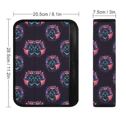 2PCS Cute Funny Cat Colorful Seat Belt Shoulder Pad Soft Padded Harness Pads Strap for Adults and Children, All Vehicles, Anti-Slip Pad - color: Pattern 424