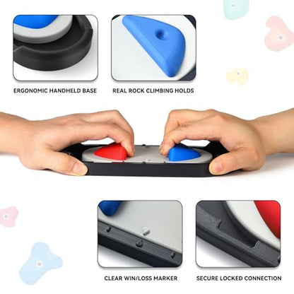 Finger Tug of War Tool, Portable ArmWrestling Game, Gift for Climbing Lover | 3D printed rock texture｜Secure locked connection｜Ergonomic handheld base｜Clear win/loss marker｜Portable for parties, trips
