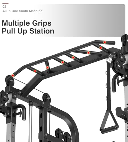 DONOW Smith Machine with Weight Stacks Home Gym System Cable Crossover | Multi Function, All in One, Heavy Duty, Lat Pulldown Bench, Hip Thrust Attachment, Smooth Smith Bar and Cable System - color: Standard Weight