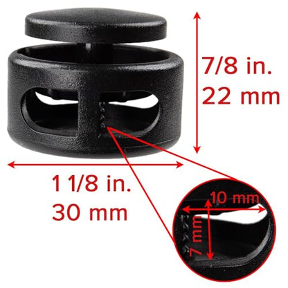 Paracord Planet Extra Large Spring-Loaded Plastic 2 Hole Cord Locks – Fits Up to 3/8 Bungee Cord, Crafting Ropes, & Cords - size: 5 Pack