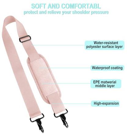 Shoulder Strap 56 inch, Universal Adjustable Thick Soft Duffel Bag Shoulder Strap Replacement Comfortable Belt with Metal Swivel Hooks for Laptop Messenger Bag, Briefcase, Shoulder Bag, Pink - color: Pink