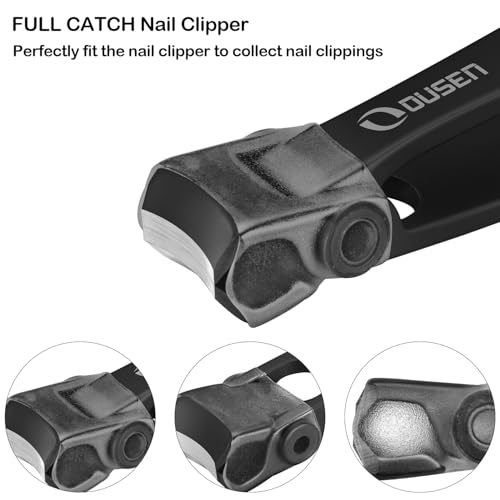 Nail Clippers with Catcher - Anti Splash Wide Jaw Opening Thick Toenail Clippers for Seniors | Self-Collecting Fingernail Cutter Heavy Duty Toe Nail Clippers for Men & Women | Black | L - color: Black (L)