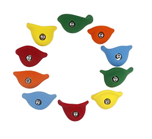 Atomik Rock Climbing Holds Set of 10 Bolt-On Steep Wall Thin Crimps in Assorted Bright Tones