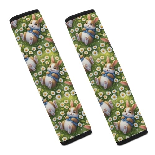 Breathable Car Seat Belt Pad for Girls and Boys, Stroller Pushchair High Chair, 2PCS Cute Rabbit Bunny Daisy Shoulder Harness Cover Easy Install (No Tool) - color: Pattern 287