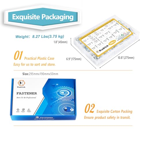 Kadrick 700Pcs Grade 8.8 Metric Bolt Assortment, M6 M8 M10 Flange Hex Heavy Duty Bolts and Nuts Kit,M6 x1.0 M8 x1.25 M10-1.25 (12mm to 45mm),Eco-Friendly Zinc Plated - size: 700Pcs M6-M10 FLANGE HEX Eco-Friendly