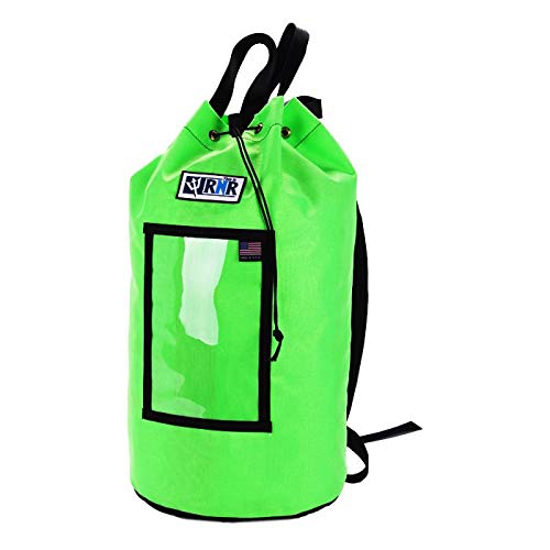 Rock-N-Rescue Grand Rope Bag, Premium Climbing Gear Storage Backpack, Heavy-Duty 1000D Nylon, Padded Shoulder Straps, Waterproof Design, Made in USA, Perfect for Mountaineering - color: Green, size: X-Small - 100' of 1/2" Capacity