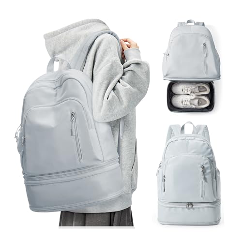BJLFS Gym Backpack for Women Men with Expandable Shoe Compartment, Mini Foldable Outdoor Weekender Hiking Bag Sports Backpack for Swimming Fitness Yoga Dancing Blue - color: Blue