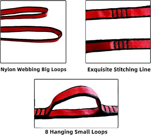 2Pcs 22KN Strong Climbing Strap Daisy Chain Nylon Daisy Chain Adjustable Strap Rope ，Length 110/150/180cmYoga Extend Belt - color: Red, size: 1.8m