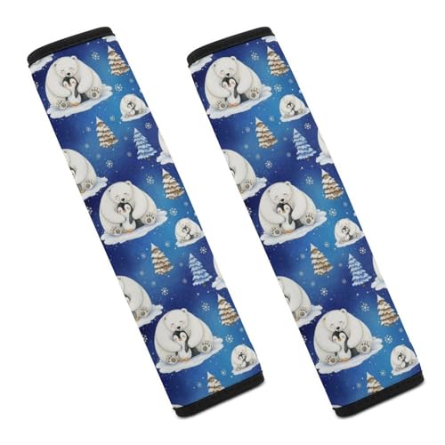 1 Pair Universal Soft and Comfortable Car Seat Belt Pad for Girls and Boys, Most Cars, Penguin White Polar Bear Animal Harness Pads Strap, Neck and Shoulder Support - color: Pattern 1196