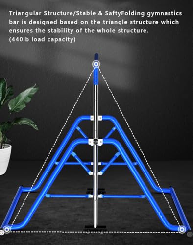 Gymnastics Horizontal Bar Expandable Gymnastic Bar Folding for Home, Adjustable Height Practice Bar Junior Training Bar for Kids and Adult Support to 440lbs