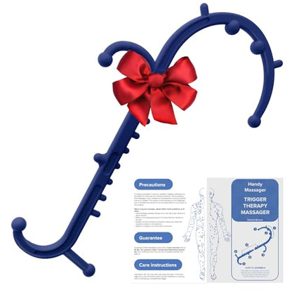 Ranarose Deep Tissue Back & Neck Massager - Back Massager Stick for Pain Relief, Muscle Knot Remover, Trigger Point Massage Tool for Full Body, Shoulders, Legs - Pressure Point Massage Tool - color: Dark Navy Blue